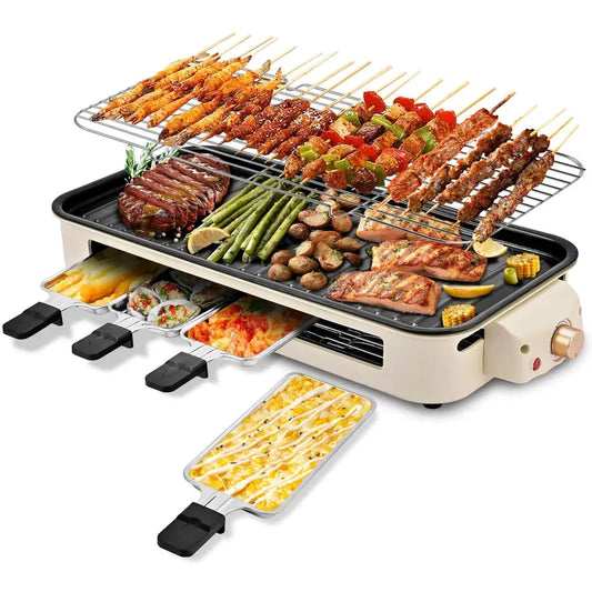 2-in-1 Smokeless Indoor Grill & Griddle – 1800W Fast Heating, Non-Stick Removable Plates, Adjustable Temperature, Easy Clean for Perfect BBQ at Home