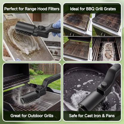 Electric BBQ Grill Brush Cordless & Rechargeable with 2 Replacement Heads, Adjustable Angle, Heavy-Duty Grill Cleaning Tool for Rust, Grease & Dirt Removal